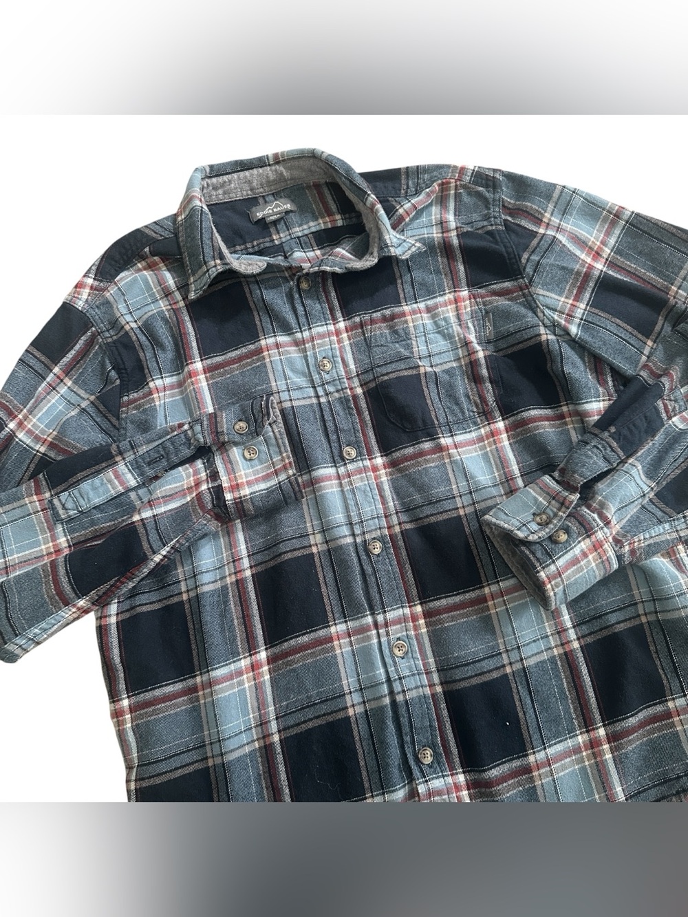 Eddie Bauer Blue Plaid Flannel Shirt Men’s Large